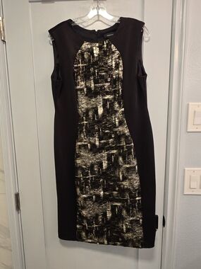 R&M Richards Black & Gold Textured Dress